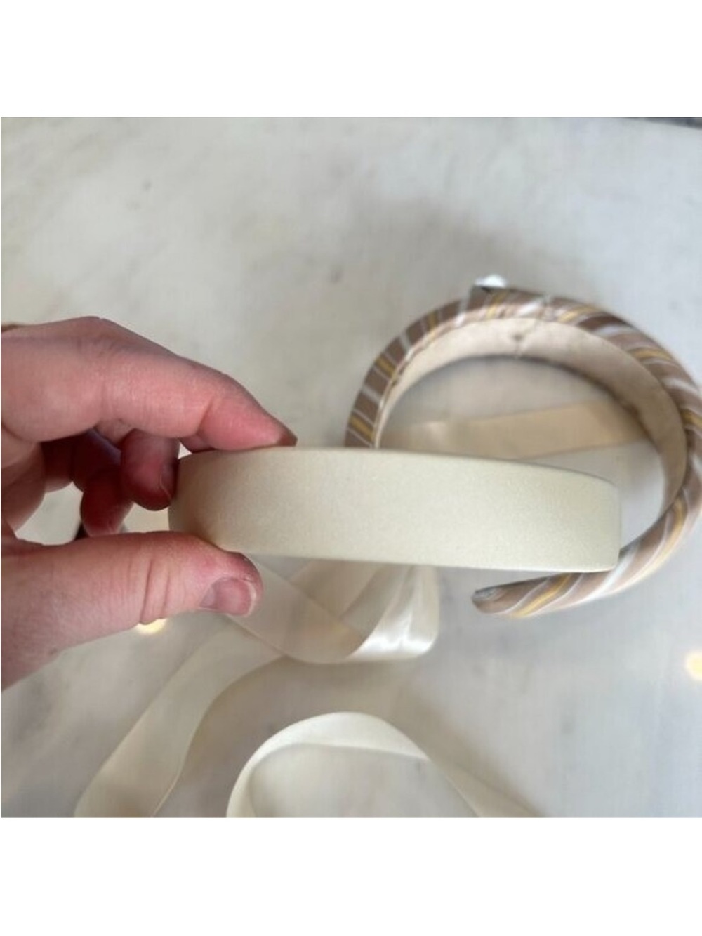 Anthropologie Satin Padded Headband in Cream